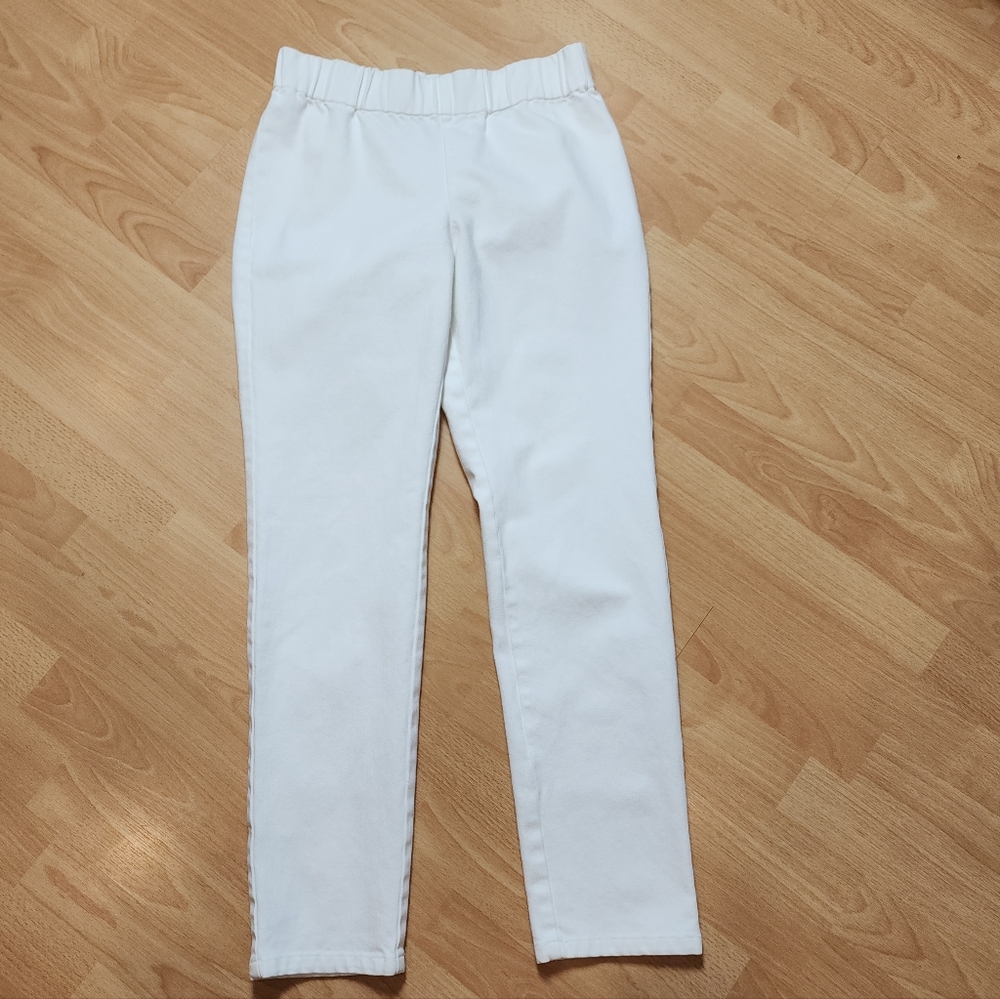 Soft Surroundings Pull On White Jeans Women's Size Small Stretch‎ Waist